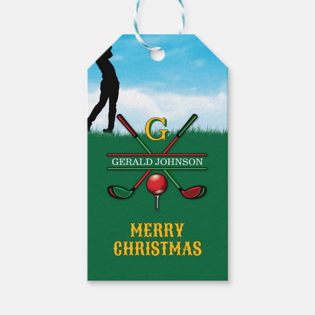 Étiquettes-cadeau Joyeux Noël Custom Golf Design (Devant)