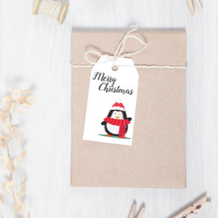 Étiquettes-cadeau Joyeux Noël Cute Pingouin Noël