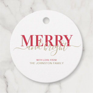 Étiquettes Cadeau Joyeux Noël de la typographie rouge