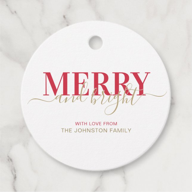 Étiquettes Cadeau Joyeux Noël de la typographie rouge (Devant)