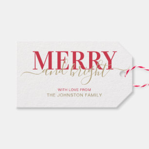 Étiquettes-cadeau Joyeux Noël de la typographie rouge