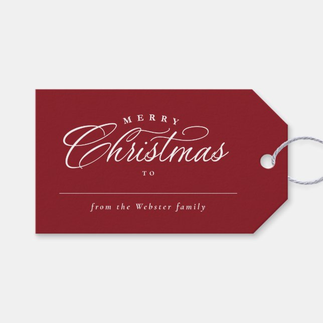 Étiquettes-cadeau Joyeux Noël élégant rouge vacances plaid (Devant (Horizontal))