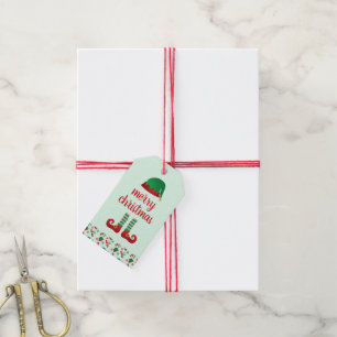 Étiquettes-cadeau Joyeux Noël elf Casquette Motif Red Green