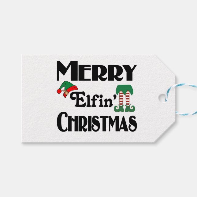 Étiquettes-cadeau Joyeux Noël Elfique (Devant (Horizontal))