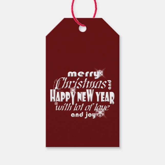 Étiquettes-cadeau Joyeux Noël Et Bonne Nouvelle Année Police Art (Devant)
