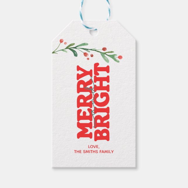 Étiquettes-cadeau Joyeux Noël et rouge vif (Devant)