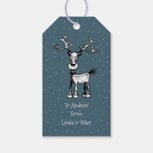 Étiquettes-cadeau Joyeux Noël et Stressmas avec Rudolph