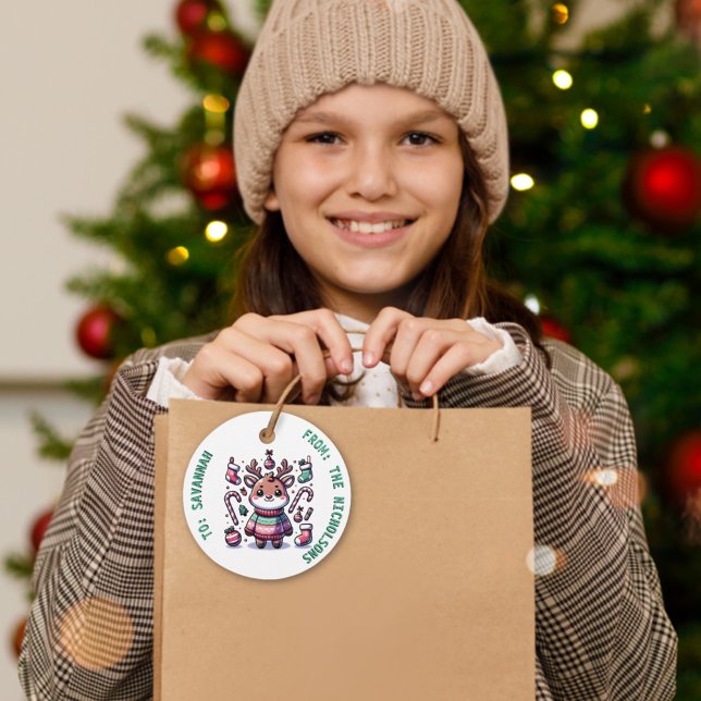 Étiquettes Cadeau Joyeux Noël et vilains voeux de Sweat Reindeer (Créateur téléchargé)