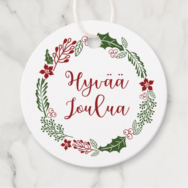 Étiquettes Cadeau Joyeux Noël finlandais, Hyvää joulua, Custom (Devant)