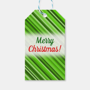 Étiquettes-cadeau "Joyeux Noël !" + Green Lines/Stripes Motif