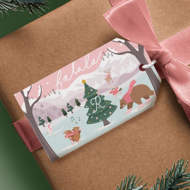 Étiquettes-cadeau Joyeux Noël Hiver Merveilleux Pays-Bas Bois Animau (Merry Christmas Winter Wonderland Woodland Animals Gift Tags)