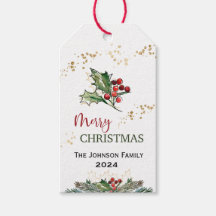 Joyeux Noël Holly Berries Tags cadeaux