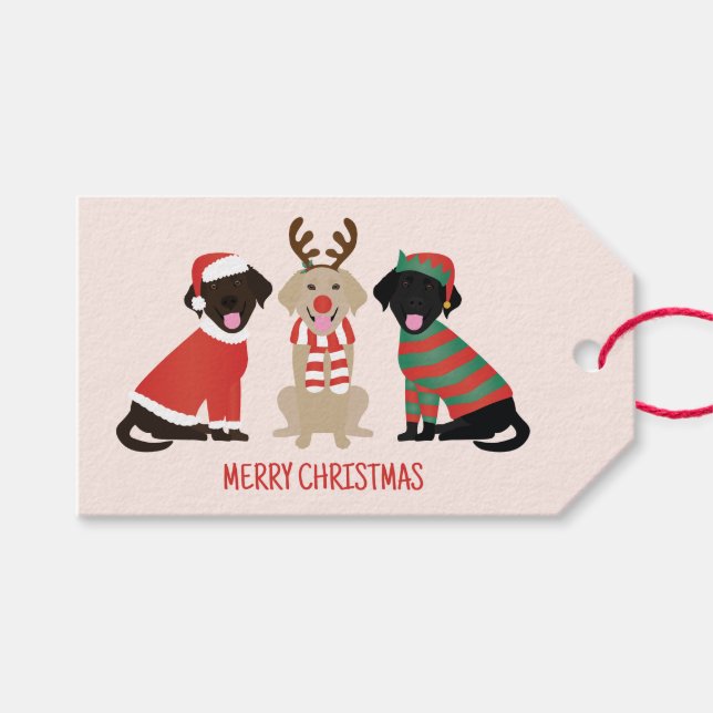 Étiquettes-cadeau Joyeux Noël Labrador Retriever Dogs (Devant (Horizontal))
