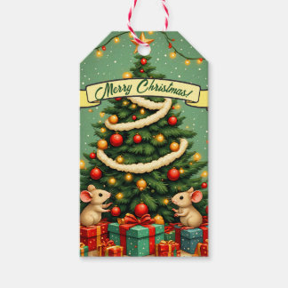 Étiquettes-cadeau Joyeux Noël Mignon Arbre de Noël Victorien