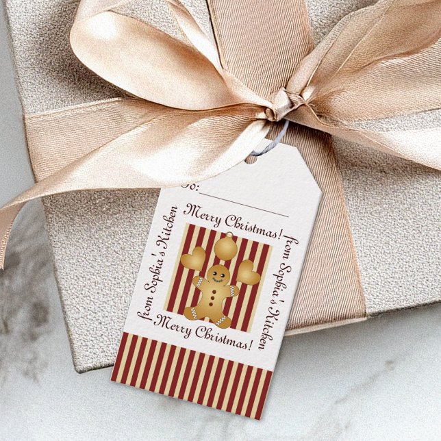 Étiquettes-cadeau Joyeux Noël mignon Pain d'épice Homme fait maison (Créateur téléchargé)