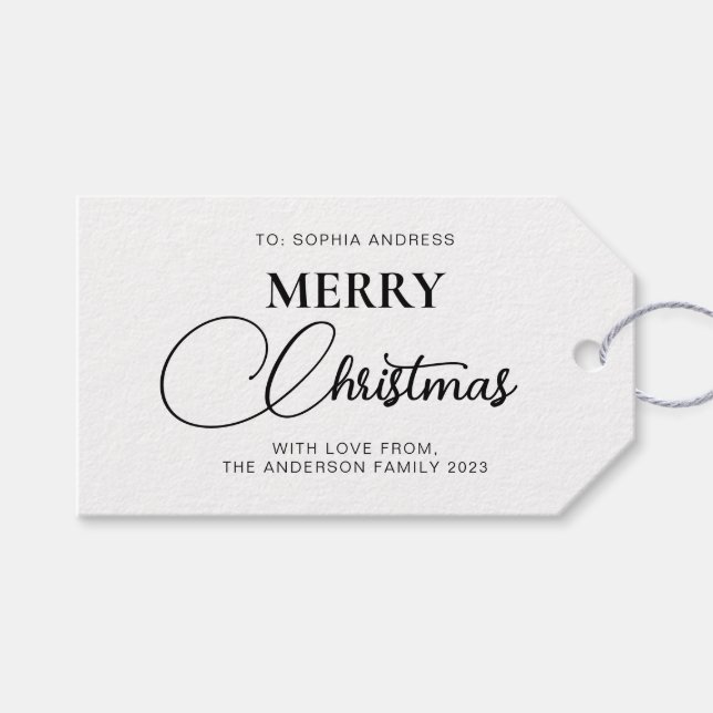 Étiquettes-cadeau Joyeux Noël minimaliste classique (Devant (Horizontal))