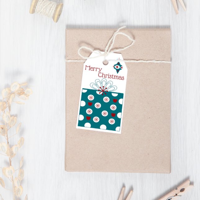 Étiquettes-cadeau Joyeux Noël moderne amusant Rouge Bleu cadeau Noël (Créateur téléchargé)