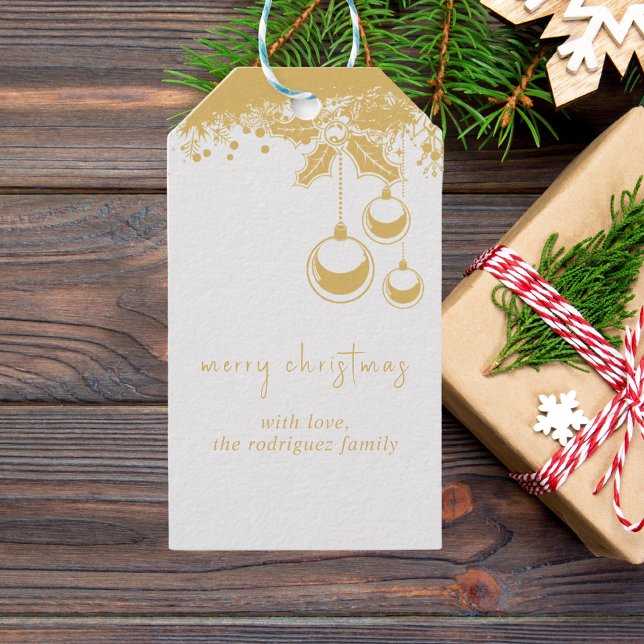 Étiquettes-cadeau Joyeux Noël moderne Elegant Or et blanc (Créateur téléchargé)