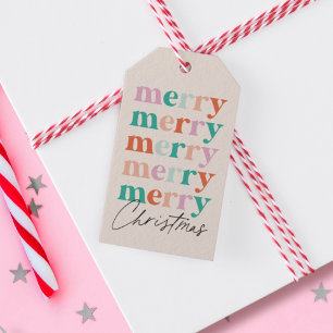 Étiquettes-cadeau Joyeux Noël moderne et coloré