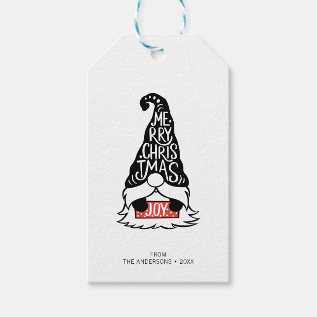 Étiquettes-cadeau Joyeux Noël moderne Gnome Holiday (Devant)
