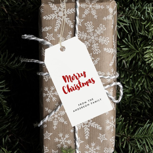 Étiquettes-cadeau Joyeux Noël moderne rouge et blanc (Créateur téléchargé)