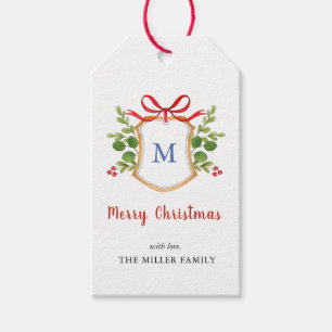 Étiquettes-cadeau Joyeux Noël Monogram Crest Holiday