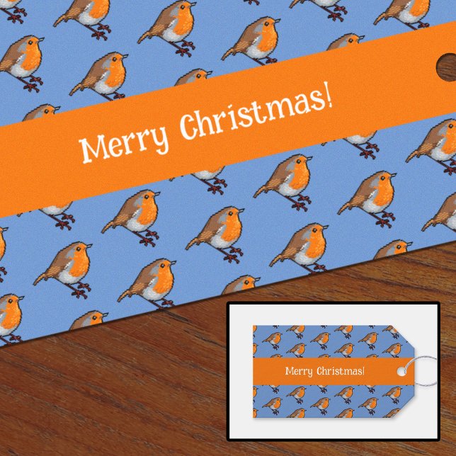 Étiquettes-cadeau Joyeux Noël! Motif européen Robin Red Breast (Créateur téléchargé)
