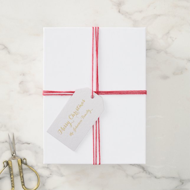 Étiquettes-cadeau Joyeux Noël Nom de famille Personnalisé (With Twine)