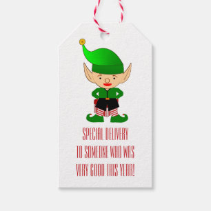 Étiquettes-cadeau Joyeux Noël Nom Elf Holidays Balise cadeaux