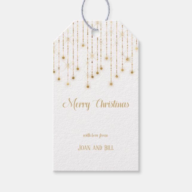 Étiquettes-cadeau Joyeux Noël or éclairs (Devant)