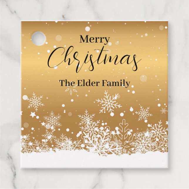 Étiquettes Cadeau Joyeux Noël or marque cadeau (Devant)