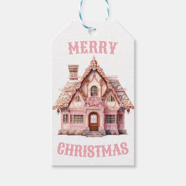 Étiquettes-cadeau "Joyeux Noël" Pain d'épice Maison Noël (Devant)