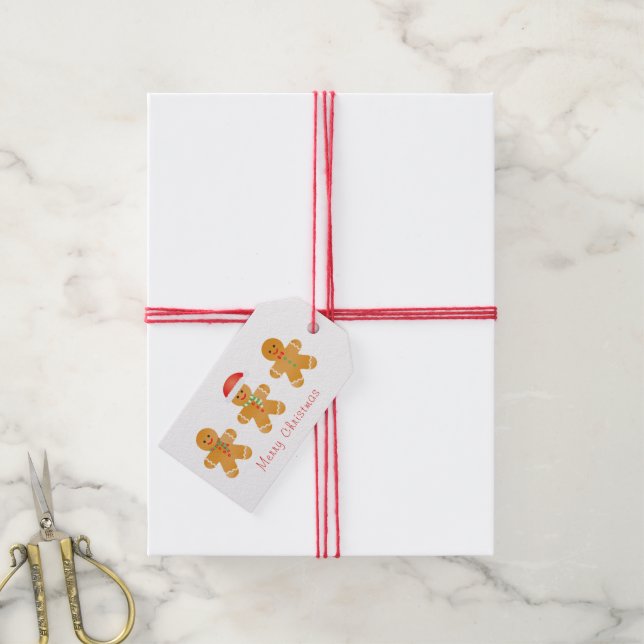 Étiquettes-cadeau Joyeux Noël pain d'épices Hommes Santa Hat (Avec de la ficelle)
