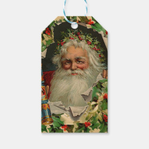Étiquettes-cadeau Joyeux Noël Père Noël Holly