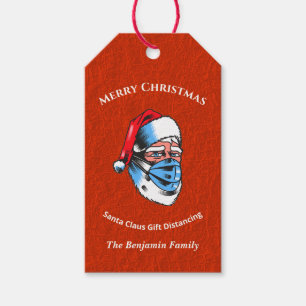 Étiquettes-cadeau Joyeux Noël Père Noël Masque visage Personnaliser