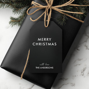Étiquettes-cadeau Joyeux Noël Personnalisé Noir   Nom personnalisé