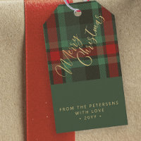 Joyeux Noël plaid rouge vert or script