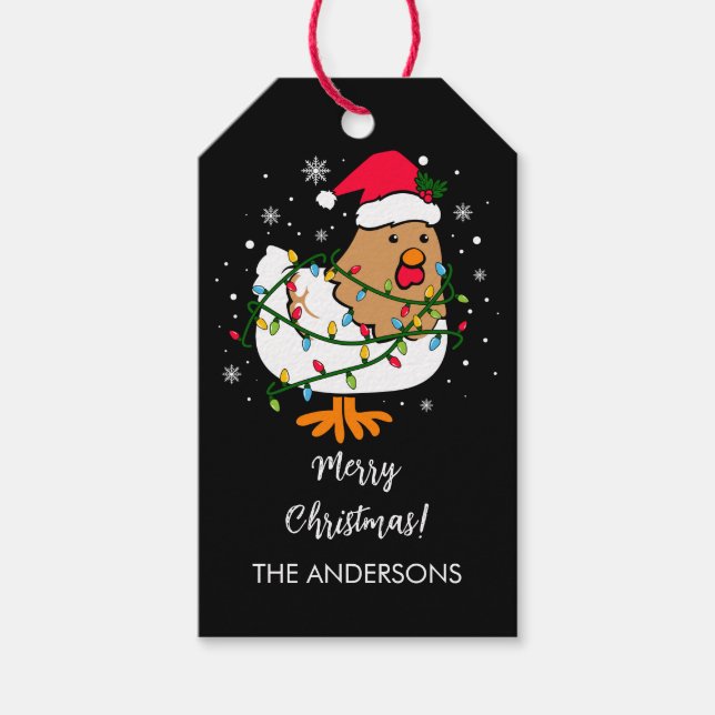 Étiquettes-cadeau Joyeux Noël poulet Noël Personnalisé (Devant)