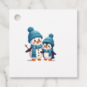 Étiquettes Cadeau Joyeux Noël Pour Cadeau Pingouin Bonhomme de Neige