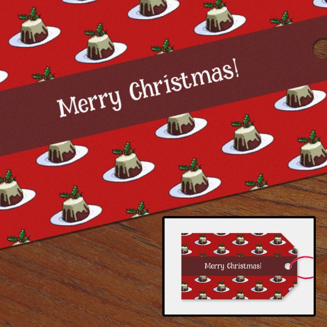 Étiquettes-cadeau Joyeux Noël! Pudding de Noël et Motif Holly (Créateur téléchargé)