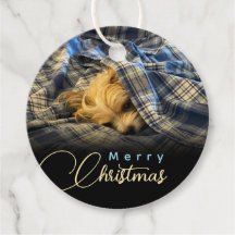 Joyeux Noël Puppy Photo Plaid Blanche