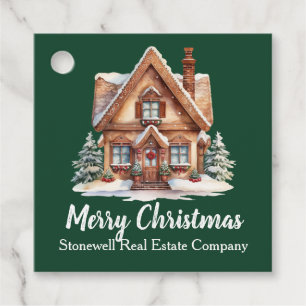 Étiquettes Cadeau Joyeux Noël Real Estate Company Green Party