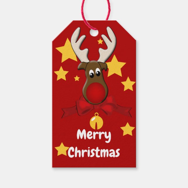 Étiquettes-cadeau Joyeux Noël Reindeer (Devant)