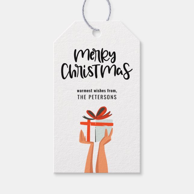 Étiquettes-cadeau Joyeux Noël Rétro milieu du siècle (Devant)