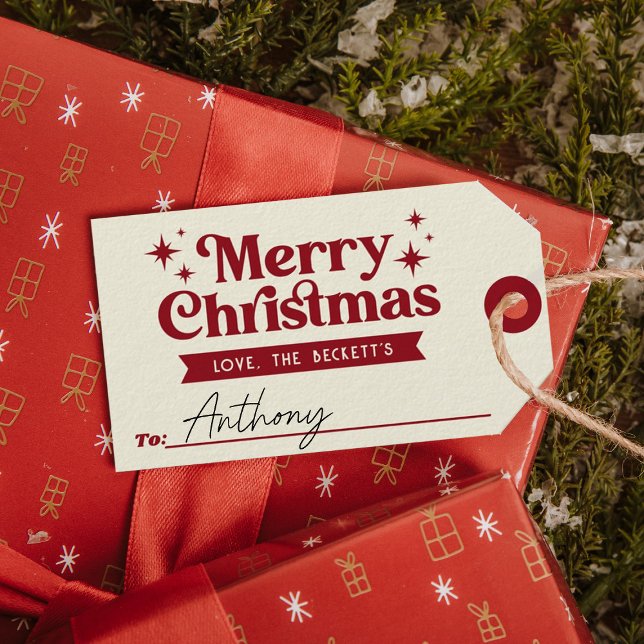 Étiquettes-cadeau Joyeux Noël Retro Super (Créateur téléchargé)