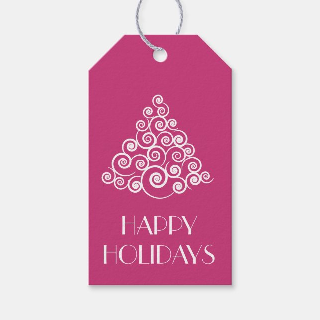 Étiquettes-cadeau Joyeux Noël rose moderne (Devant)