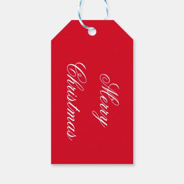 Étiquettes-cadeau Joyeux Noël rouge et blanc (Devant)