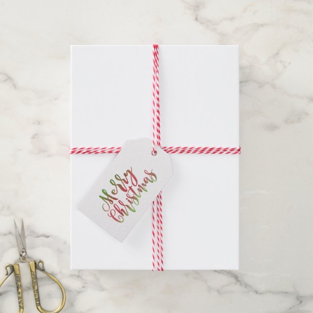 Étiquettes-cadeau Joyeux Noël Rouge et Vert Aquarelle (With Twine)