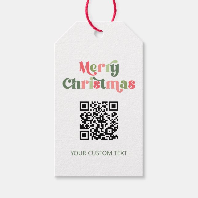 Étiquettes-cadeau Joyeux Noël rouge et vert QR Code (Devant)