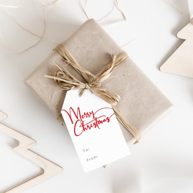 Étiquettes-cadeau Joyeux Noël Rouge Festif de Noël à et de (Créateur téléchargé)
